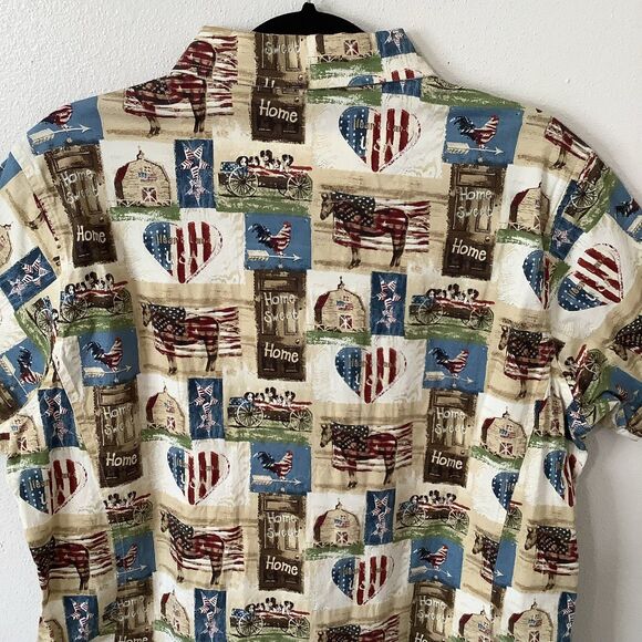 Bit & Bridle Cottagecore Americana Western Country Cowgirl Rodeo Button Down Top - Picture 8 of 12